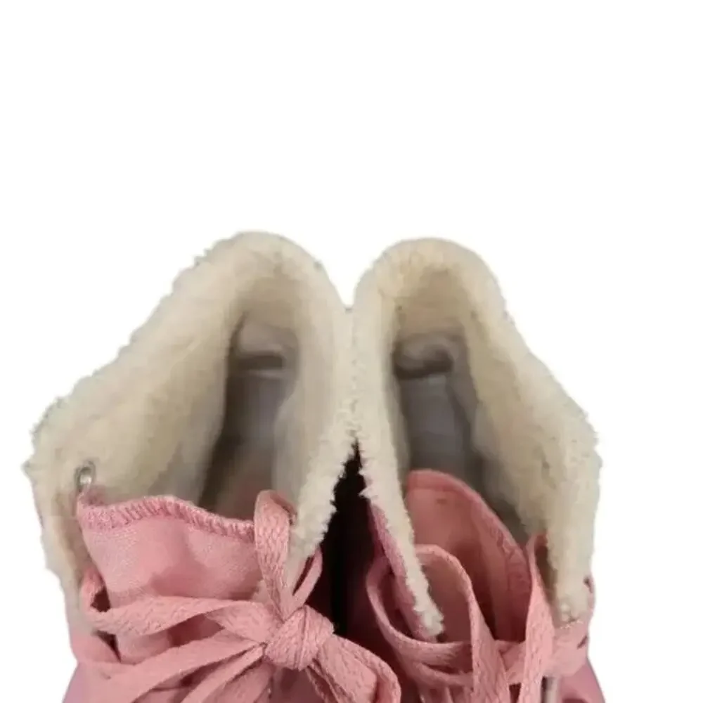 Converse Shoes Kids 6 Sneakers Chuck Taylor All Star Leather Faux Fur Pink Brown